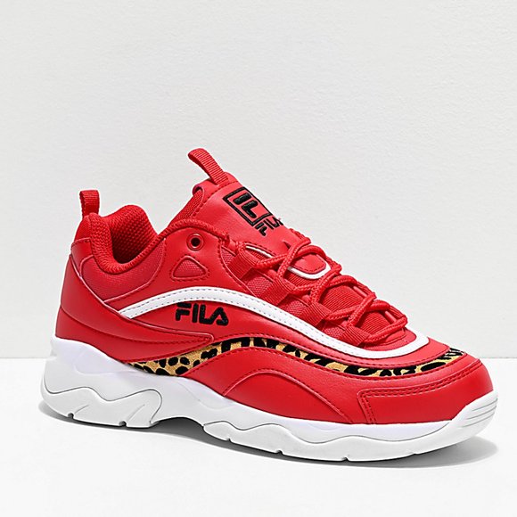 Fila Shoes - FILA Red Leather Platform Sneaker